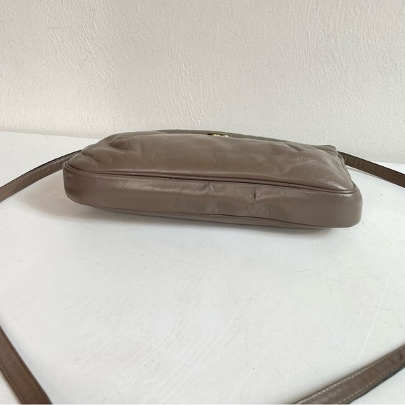 ETIENNE AIGNER Vintage Leather Bag Zipper Greige Taupe Minimalist - Picture 9 of 16